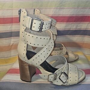 Freebird by Steven Tanica Cream Studded Heels